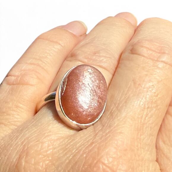 Natural Oval Peach Moonstone 925 Sterling Silver Size - Picture 8 of 8